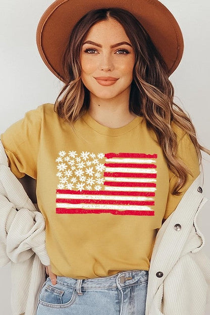 Floral American Flag Graphic Tee