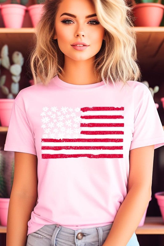 Floral American Flag Graphic Tee