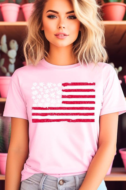 Floral American Flag Graphic Tee