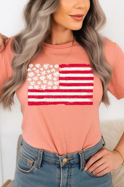 Floral American Flag Graphic Tee