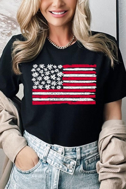 Floral American Flag Graphic Tee