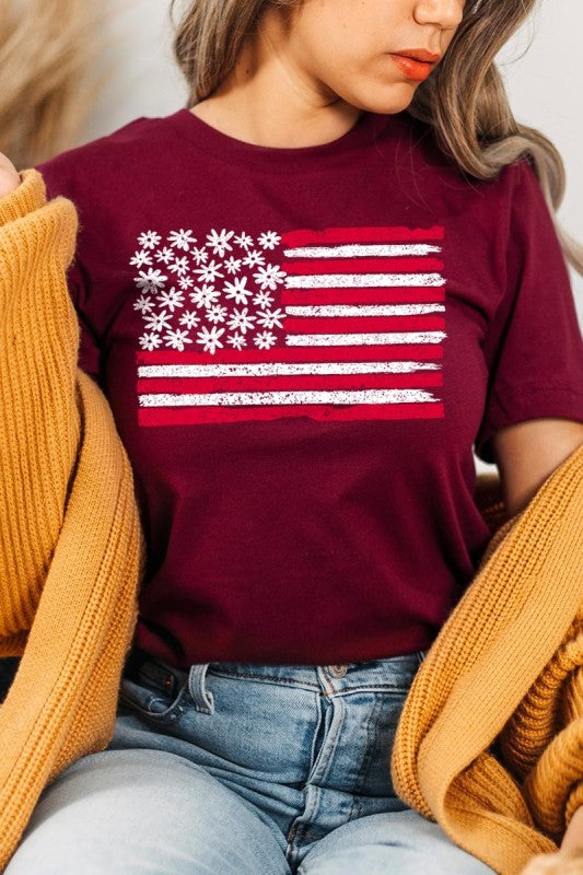Floral American Flag Graphic Tee