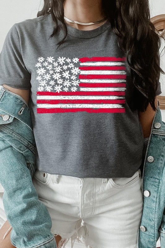 Floral American Flag Graphic Tee