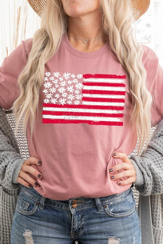 Floral American Flag Graphic Tee