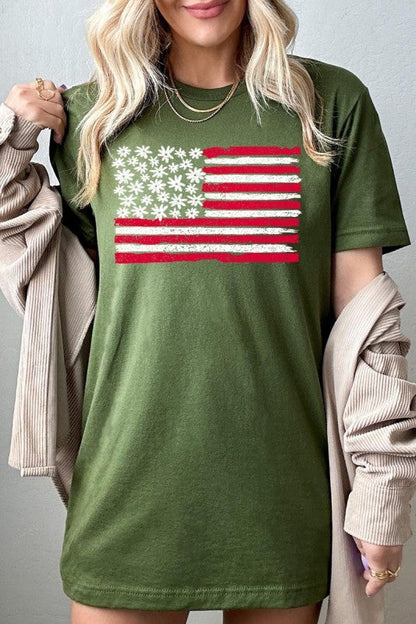 Floral American Flag Graphic Tee