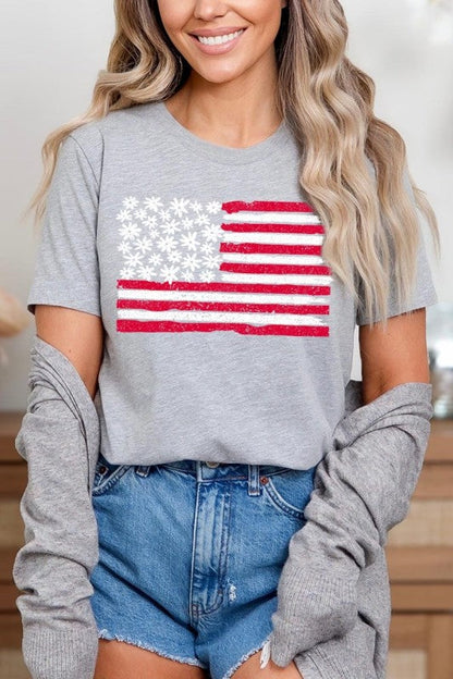 Floral American Flag Graphic Tee