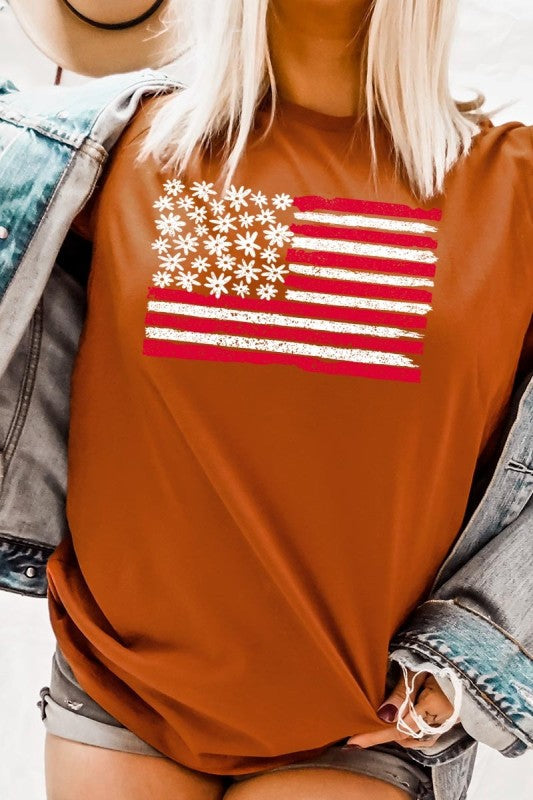 Floral American Flag Graphic Tee