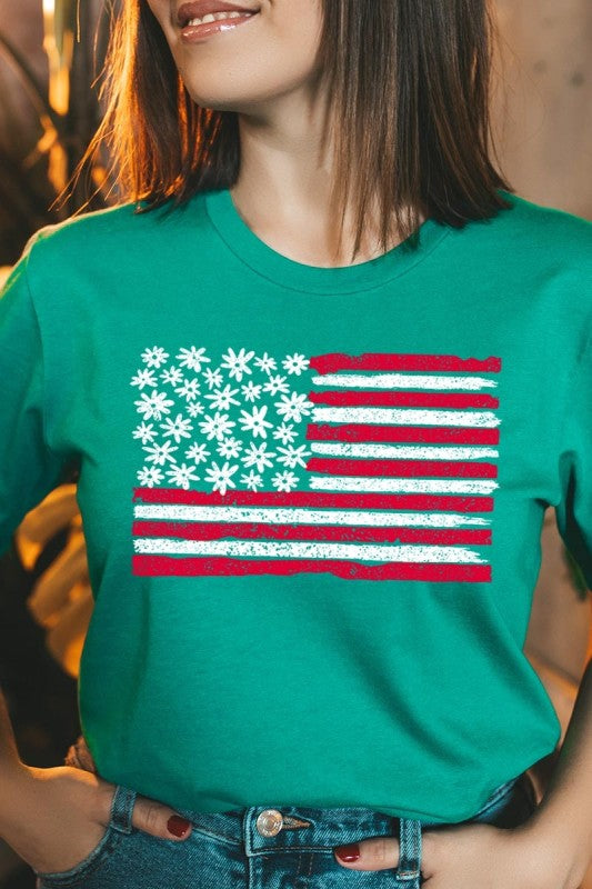 Floral American Flag Graphic Tee