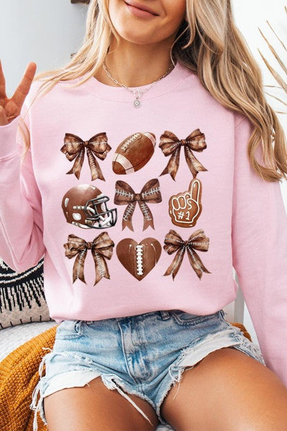 Cute Football and Bow Graphic Sweatshirt