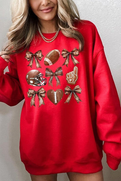 Cute Football and Bow Graphic Sweatshirt