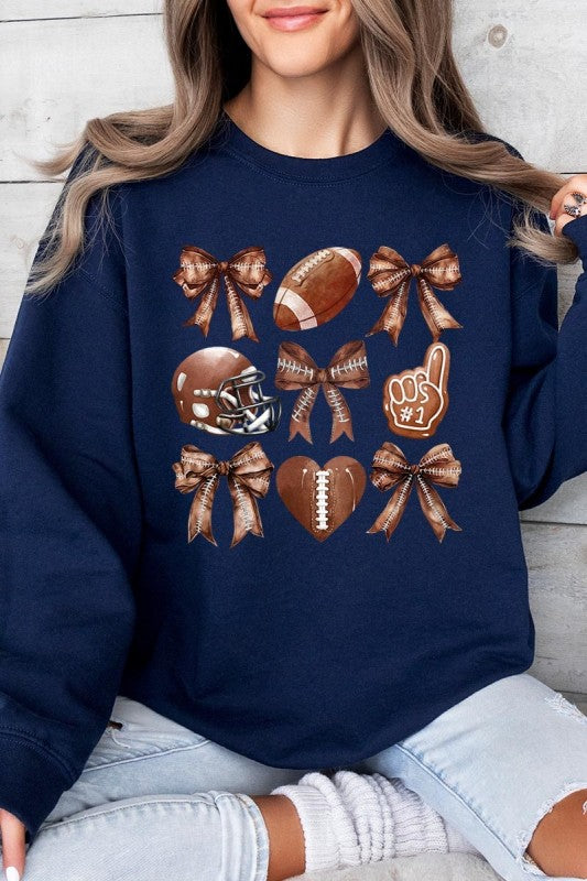 Cute Football and Bow Graphic Sweatshirt