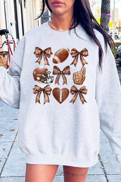 Cute Football and Bow Graphic Sweatshirt