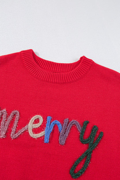 Christmas Merry Tinsel Drop Shoulder Sweater