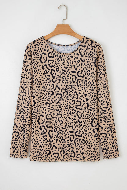 Leopard Batwing Long Sleeve Top