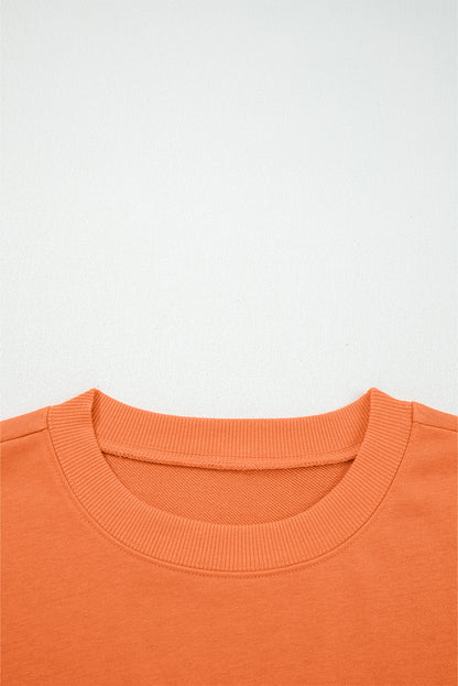 Flamingo Drop Shoulder Puff Sleeve Crop Pullover Drawstring Wide Leg Pants Set