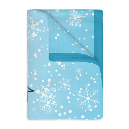Kitty & Christmas Tree Velveteen Microfiber Blanket (Two-sided print)