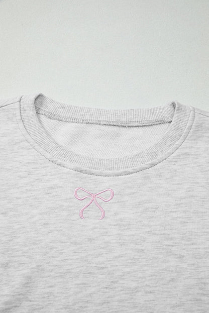 Bow Embroidered Pullover and Shorts Set