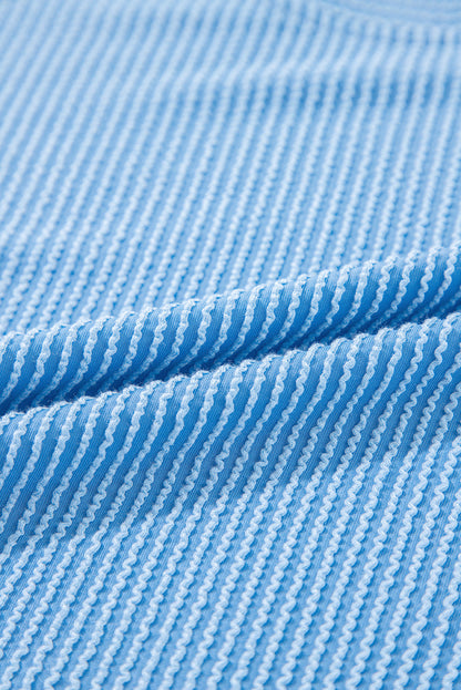 Solid Corded T-Shirt and Pants Set