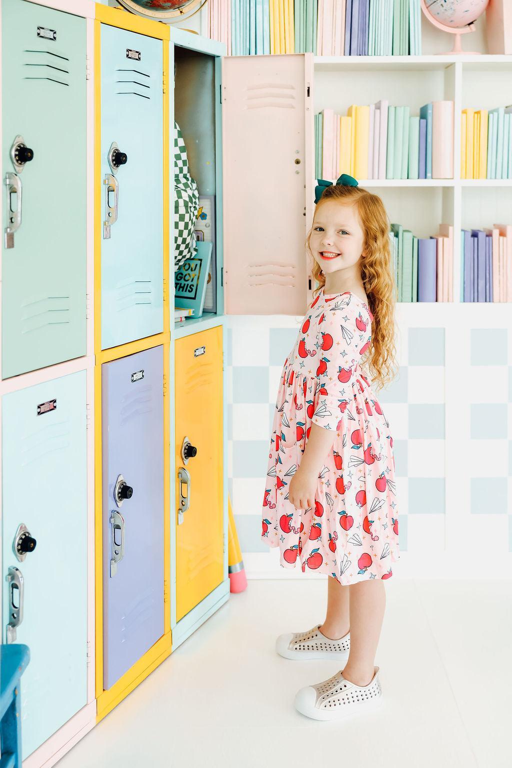 Star Student 3/4 Sleeve Pocket Twirl Dress