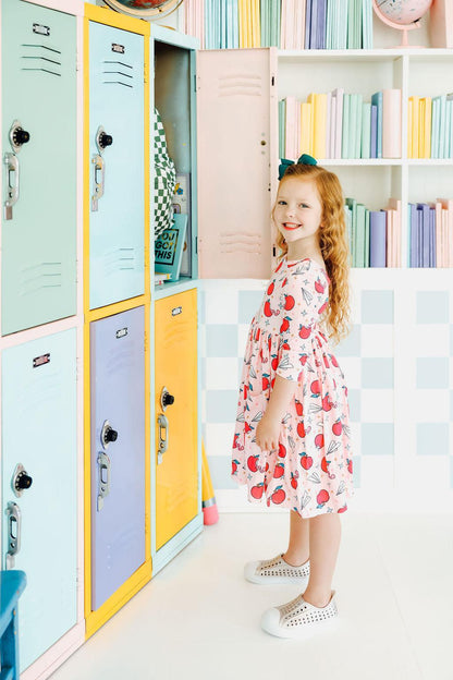 Star Student 3/4 Sleeve Pocket Twirl Dress