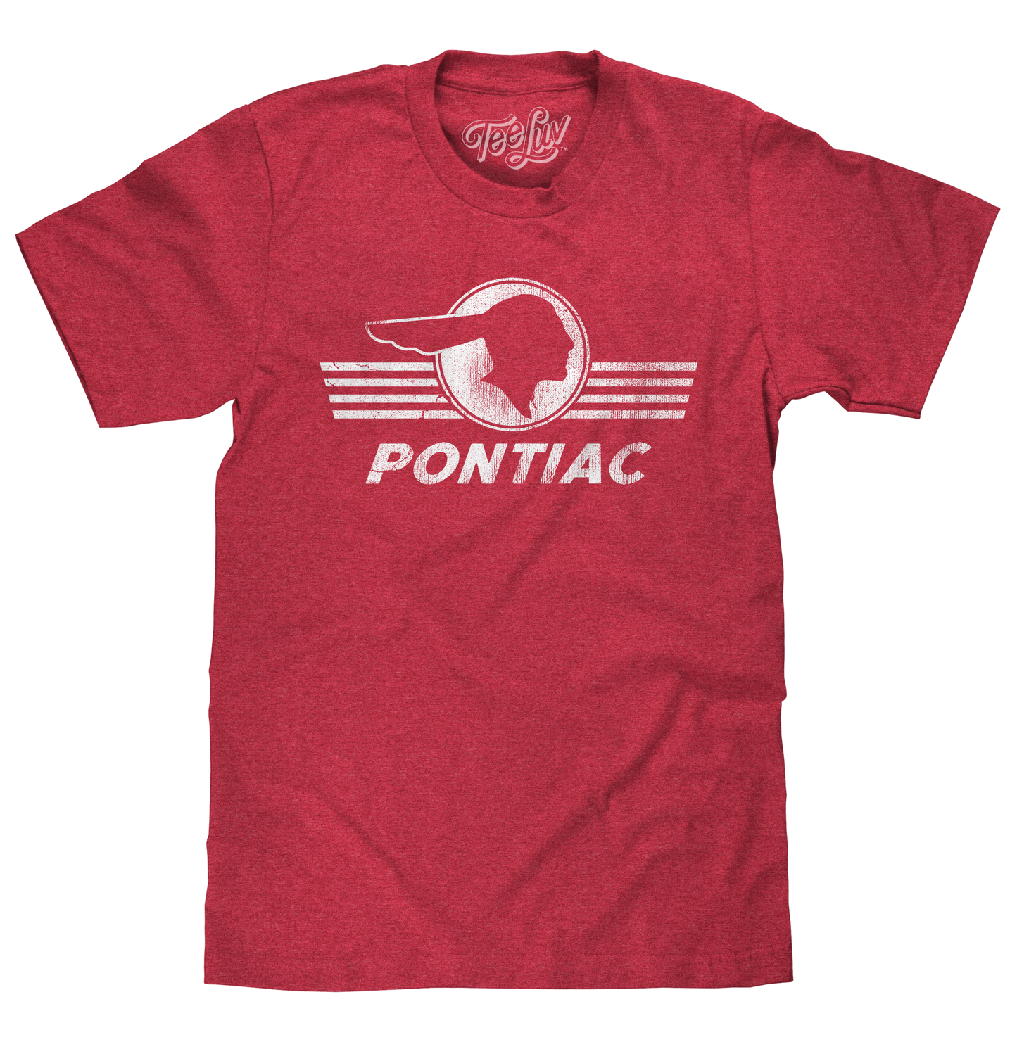 Pontiac Distressed Headdress Logo T-Shirt - Red