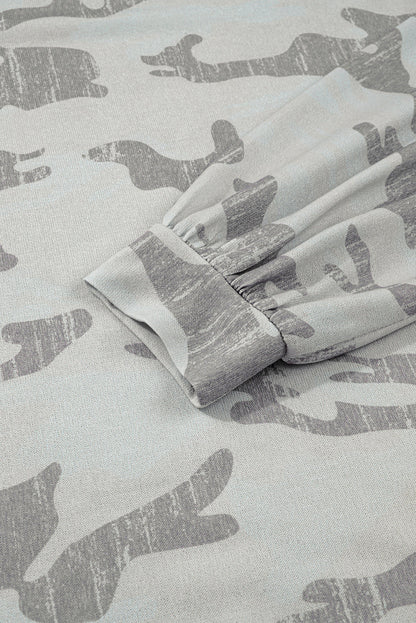 Multicolour Camouflage Print Round Neck Plus Size Sweatshirt