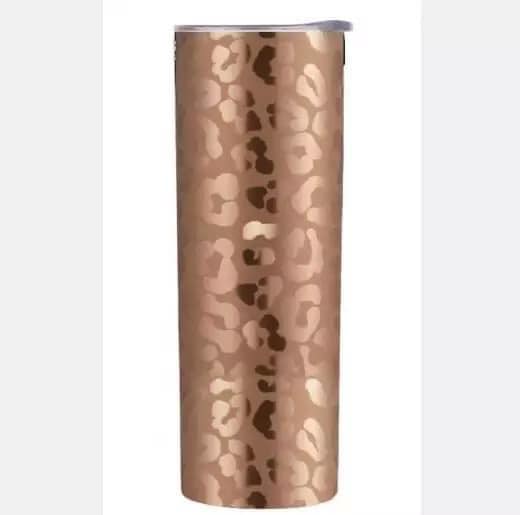 Metallic Leopard Tumbler 20 oz. Rose Gold Aaria Tees
