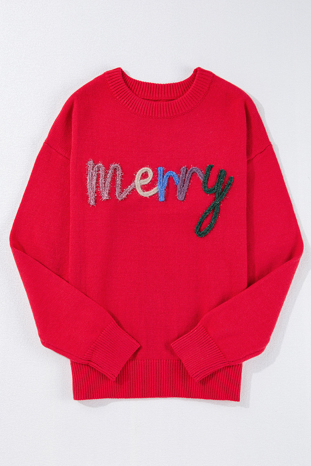Christmas Merry Tinsel Drop Shoulder Sweater