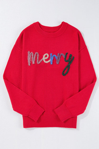 Christmas Merry Tinsel Drop Shoulder Sweater