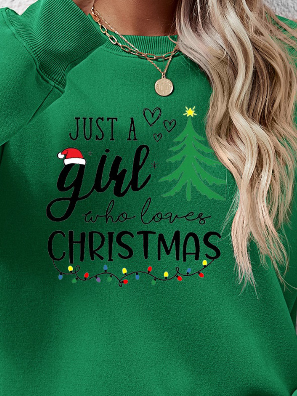 Letter Graphic Round Neck Sweatshirt - Aaria Tees