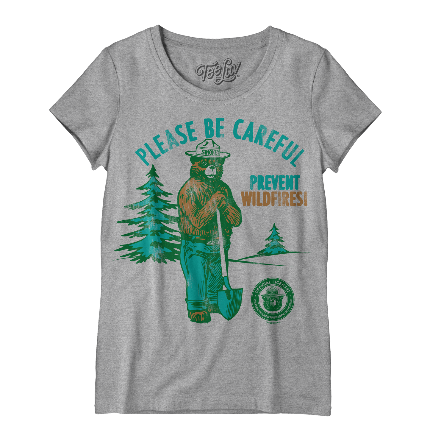 Smokey Bear Please Be Careful Prevent Wildfires  Women's Scoopneck T-Shirt - Gray