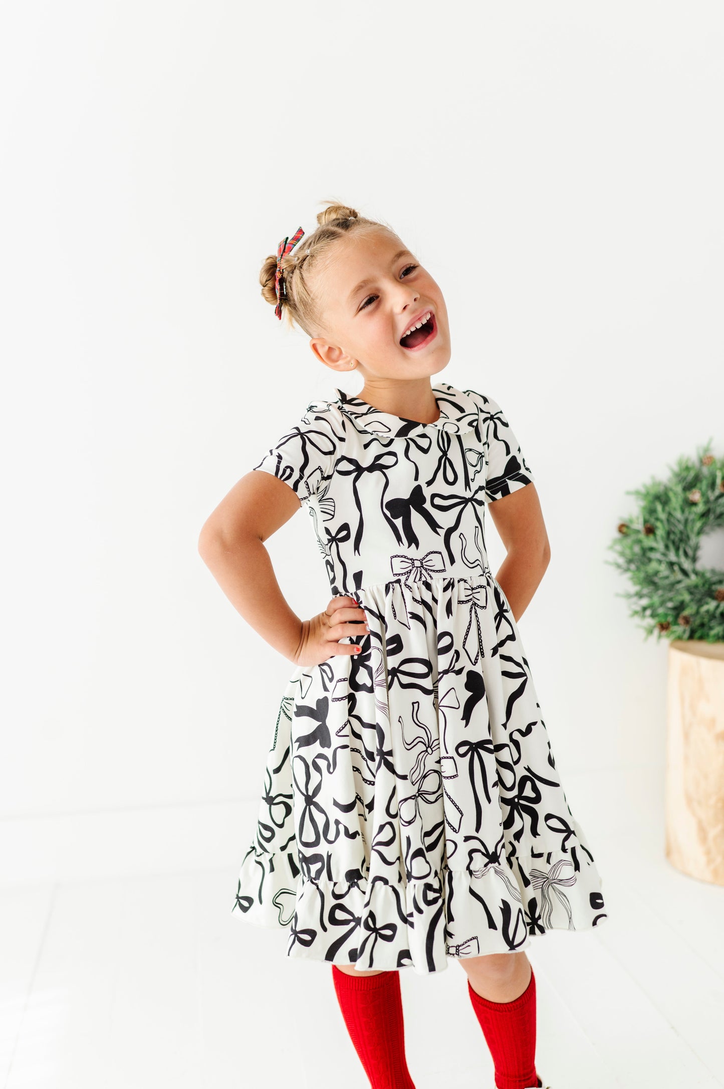 Cream Preppy Bow | Collard Twirl Dress