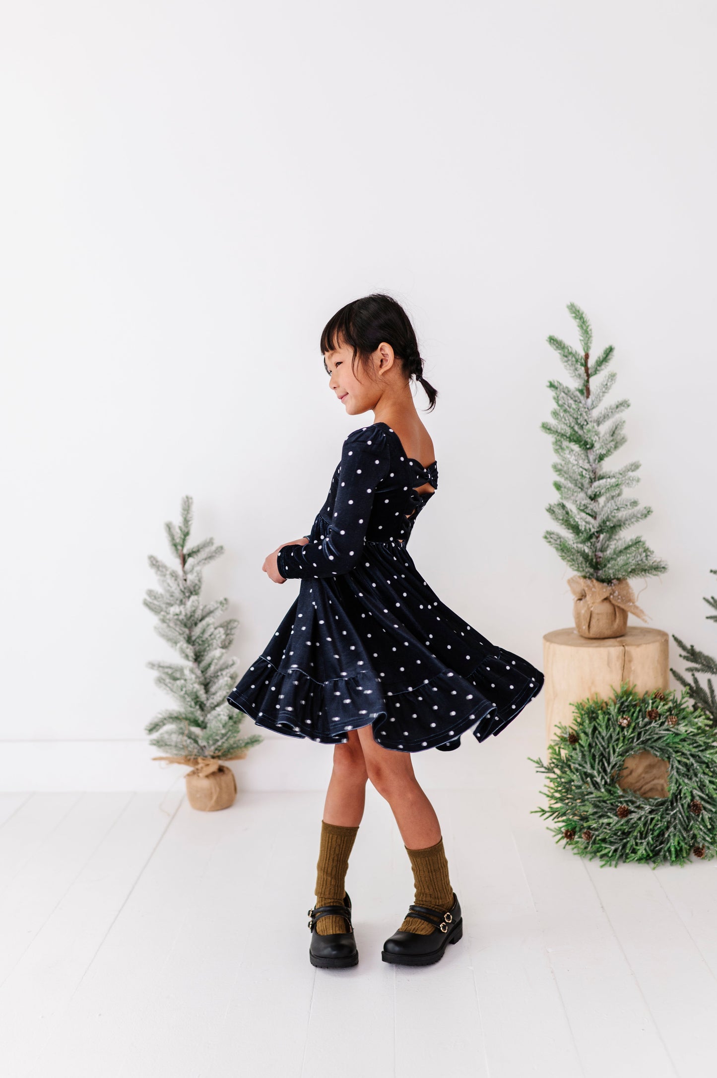 Black Dottie | Velvet Bow Back Dress