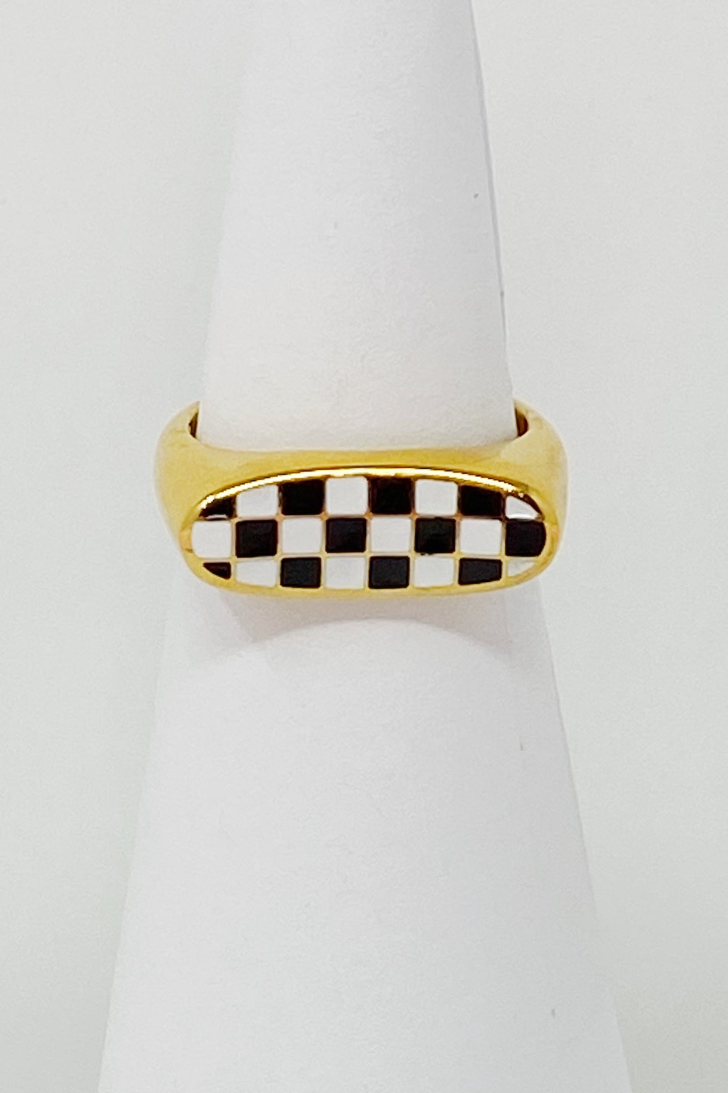 Checkered Oblong Ring - Aaria Tees