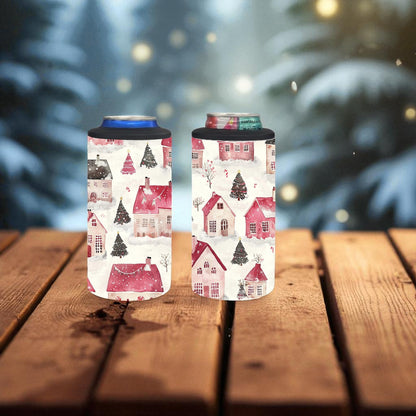 Cozy Christmas Village 4-in-1 Can Cooler Tumbler