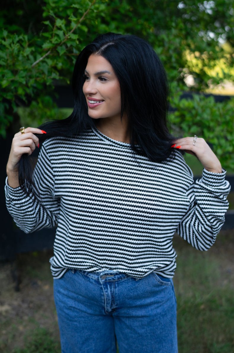 Elouise Stripe Long Sleeve Top - Aaria Tees Aaria Tees