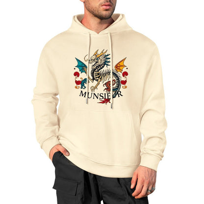 Munsieur Inferno Crest: Dragon Hoodie for Men