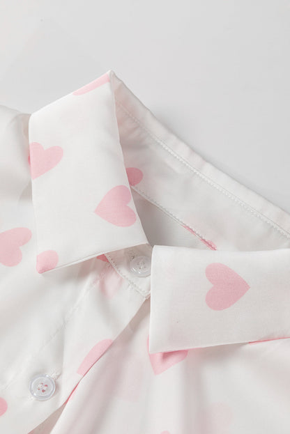 Love Heart Button-Up Drop Shoulder Shirt