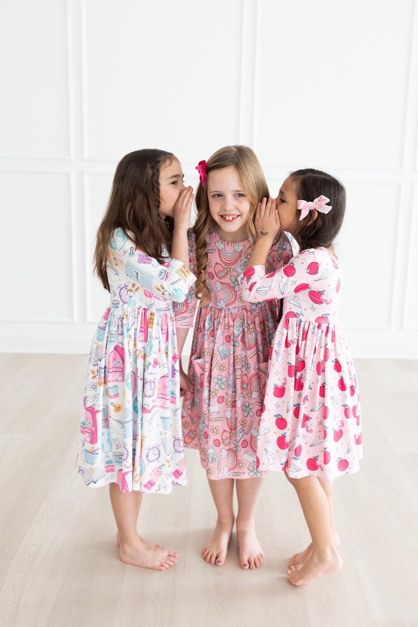 Star Student 3/4 Sleeve Pocket Twirl Dress