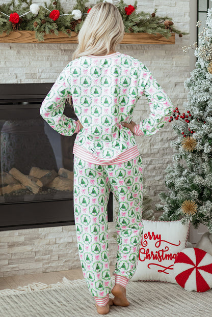 Christmas Tree Bow Top and Pants Lounge Set