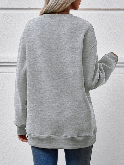 Faceless Gnomes Graphic Drop Shoulder Sweatshirt - Aaria Tees
