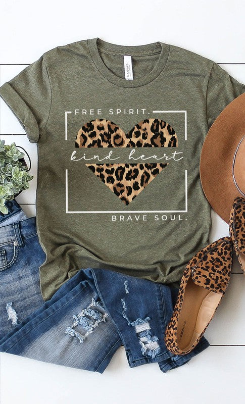 Free Spirit Leopard Heart Graphic Tee PLUS - Aaria Tees