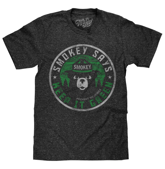 Smokey Says "Keep it Green, Prevent Wildfires" T-Shirt - Gray
