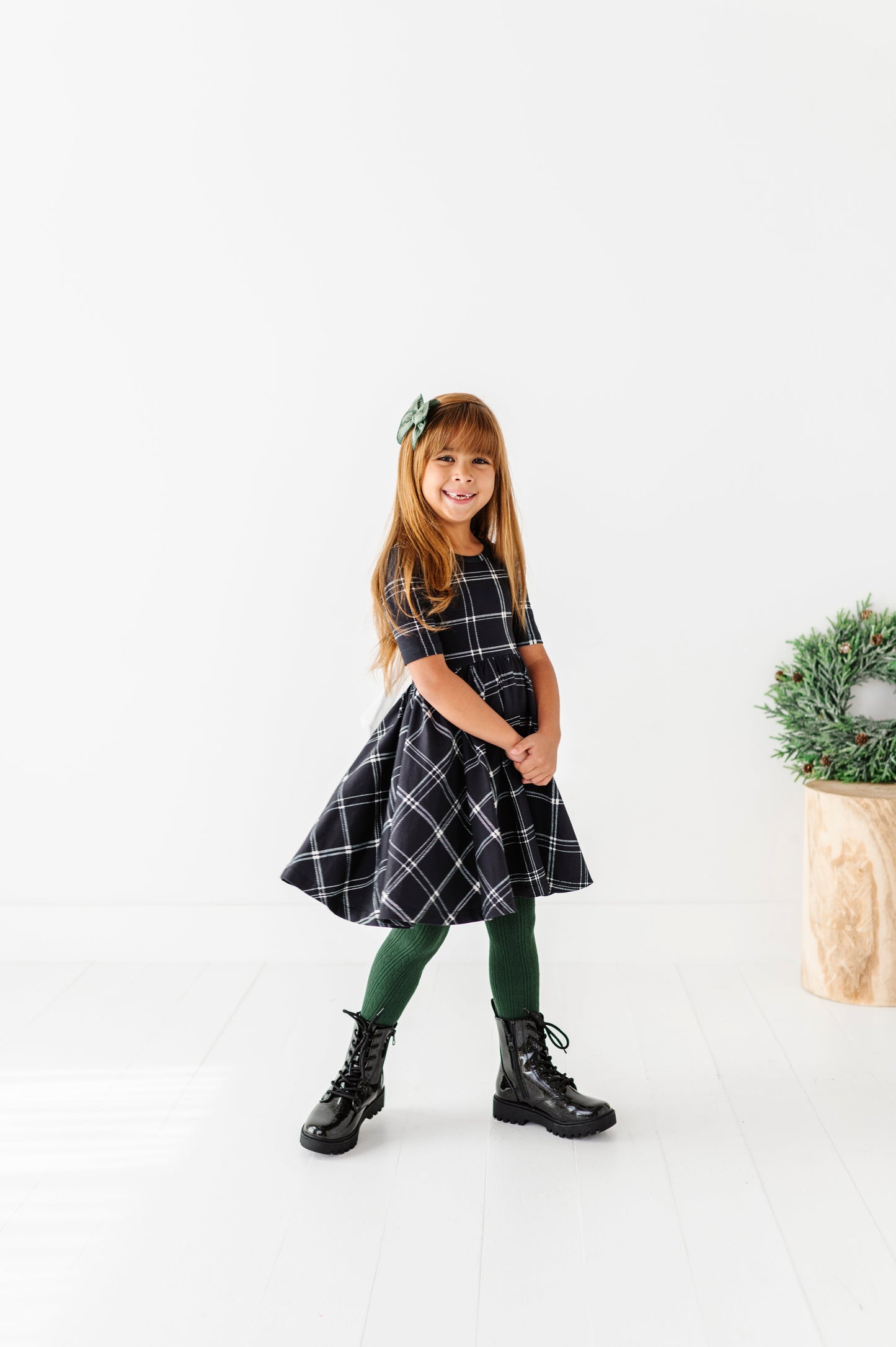 Black Plaid | Scoop Back Dress