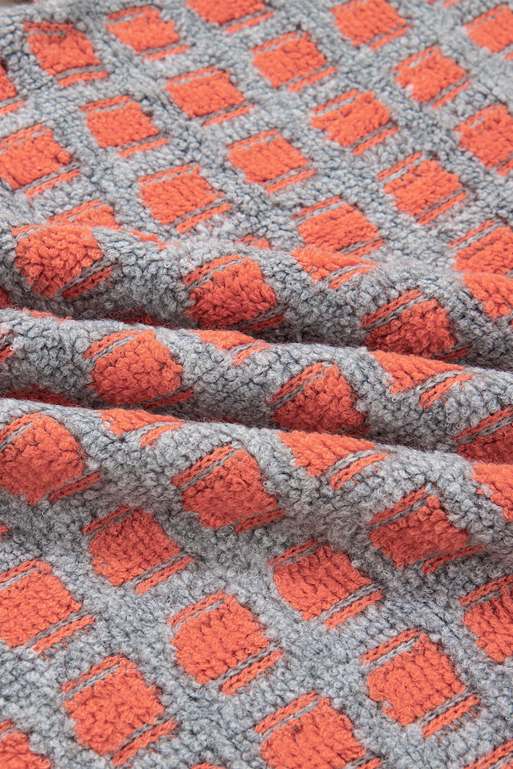 Pink Checkered Oversized Side Slit Sweater