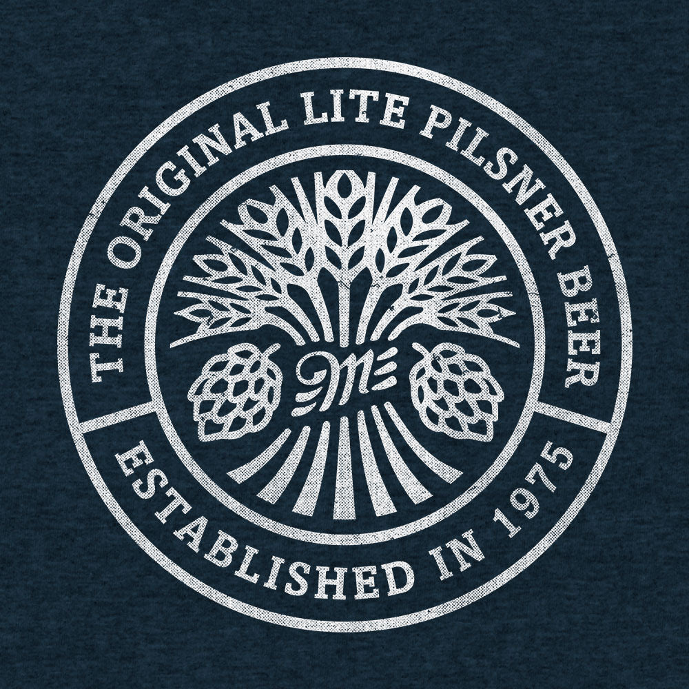 Miller Lite Beer Logo Front and Back Print T-Shirt - Denim Black Heather