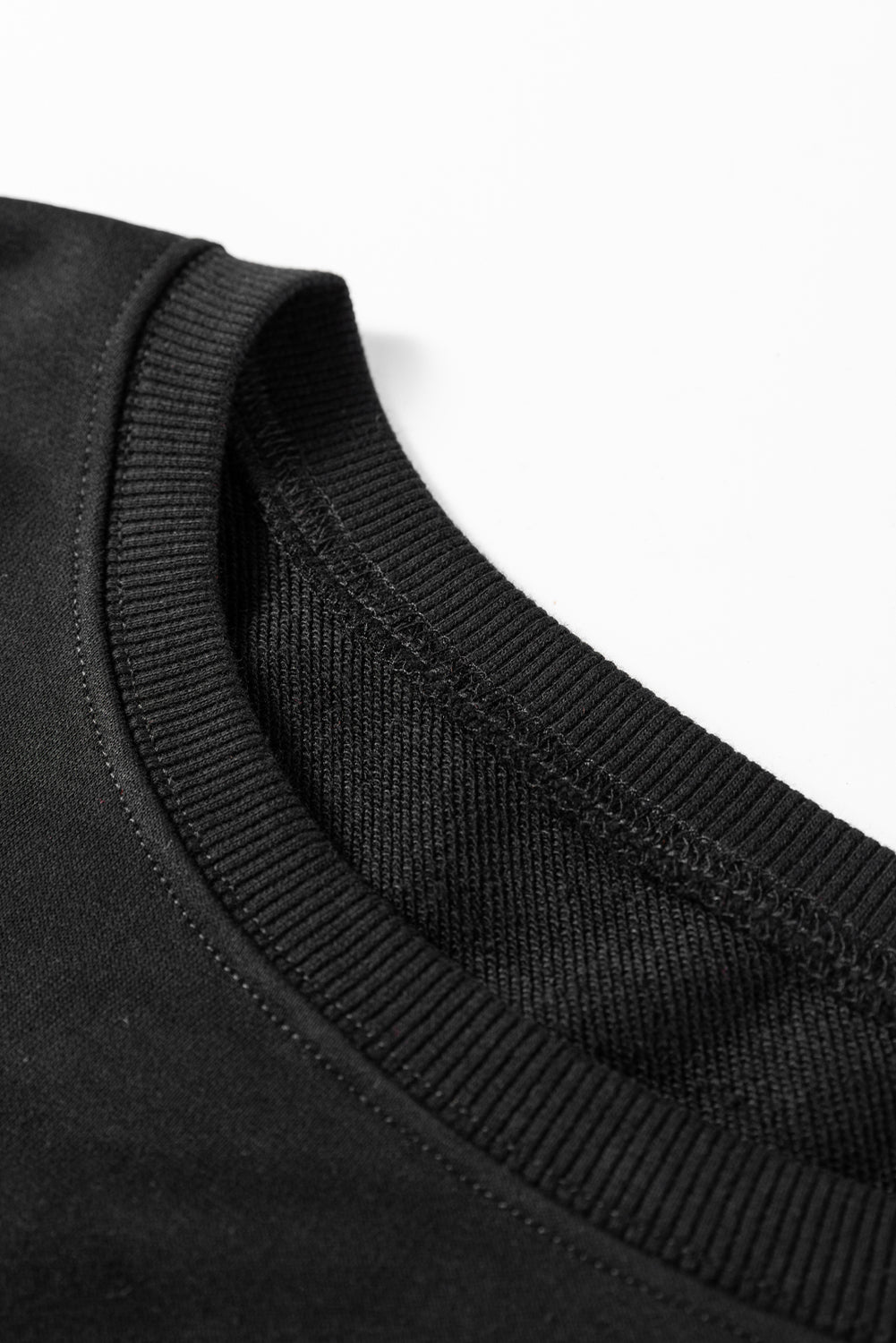 Black Striped Drop Shoulder Round Neck Pullover and Jogger Pants Active Outfit