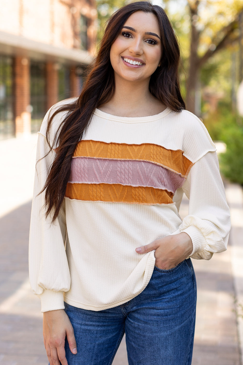 Ember Exposed Seam Knit Patchwork Top - Aaria Tees Aaria Tees