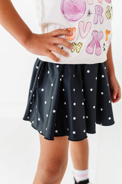Black Dotty Spin Skort