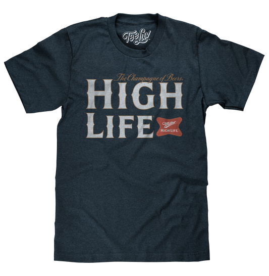 Miller High Life Champagne of Beers T-Shirt - Heather Navy Blue
